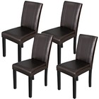 4pcs Leather Padded Dining Room Living Room Waterproof Chairs Solid Wood Legs