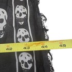 Alexander Mcqueen Black White Skull Logo Fringe Modal Silk Scarf 47  X 39  Large