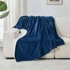  Waffle Sherpa Fleece Throw Blanket  Super Soft Fuzzy Warm  50x60 In Navy Blue