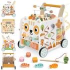 Wooden Baby Push Walker With Activity Center - Montessori Toy For 12m  Kids