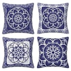 Spring Blue And White Floral Throw Pillow 18  X 18   pack Of 4  Blue white