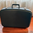 Vintage Blue Luggage Set Train Case Vanity Tear Drop Box Retro Travel 3 Pc Mcm
