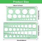 2 Pcs Circle Template Clear Green Plastic Scale Drafting Digital Drawing Set Geo
