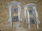 Vintage White Washed Victorian Style Pair Large Wood Corbels Distressed  Shelves