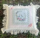 Vintage Whimsy Cottage Lace Pillow Wedding Ring 18   x18   