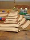 Brio Wooden Train Set Vintage Lot  Track Sections Plus Cars