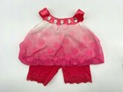 Build A Bear Pink White Ombre Gem Bubble Top Lace Leggings Teddy Clothes Outfit