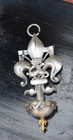 Antique 19thc Silver Plated Rare Fleur De Lys Salamander Crown Holy Water Font