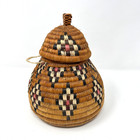 New African Zulu Tribal Hand Woven Basket Lidded Traditional Herb Container