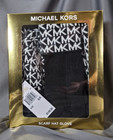 Michael Kors 3 Piece Scarf Hat Glove Boxed Set Black W mk Logo Free Shipping 