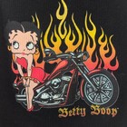 Betty Boop Black Ribbed Crop Tank Top Motorcycle Flames Graphic Cotton Blend