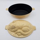 Vintage Country Cottage By Ultrex Sleeping Cat Dutch Oven Enamel Cast Iron Pot