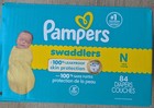 Pampers Swaddlers Newborn Diapers Size N 84 Count - 100  Leakproof Seal