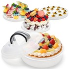 12 Inch Round Dessert Carrier With Lid And Handle  3-in-1 Portable Food