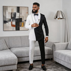 Men s Black White Suits Wedding Tuxedos Double Breasted Shawl Lapel Blazer Suits