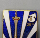 1962 Seattle World s Fair Century 21 Brass   Enamel Pin Blue white Space Needle