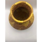 Handmade Coiled Woven Basket Vase Two Tone Natural Yellow Boho Decorative Vessel