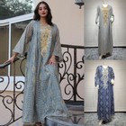Islamic Embroidery Abaya Dubai Women Kaftan Maxi Dress Loose Robe Muslim Gown