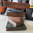 Vintage Trompe L   oeil Stacked Book Table Hand Painted Real Walnut Top