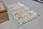 3 7x6 4 Ft Vintage Turkish Rug  Accent Rug  Green Red Oriental Wool Rug