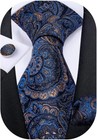 New Dibangu N7108 Blue Paisley Silk Tie Set W  Cufflinks   Pocket Square