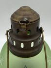 Vintage Frosted Green Glass Brass Hanging Candle Lantern With Stars From India