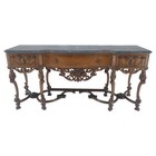 Antique Dovetailed Inlaid Carved Walnut Marble Top Sideboard Server Buffet Mint 