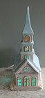 Vtg Byron Mold Ceramic Blue Christmas Church Lighted House