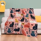 Cat Blanket Cute Colorful Cats With Floral Flowers Throw Blanket Curious Kitt   