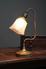 Antique Brass Bankers Lamp Glass Shade Desk Light Vintage Art Nouveau Deco