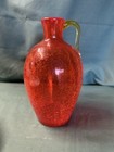 Vtg Amberina Tangerine Glass Orange Yellow Sunset Colors Crackles 8   3 4 H