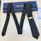 Dior Men s Designer Silk Tie Black Solid Logo Accent Standard classic One Size