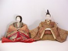 Antique Gofun Meiji Period  1868-1912  Hina Japanese Emperor And Empress Dolls