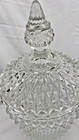 Indiana Glass Diamond Point Clear Ice Bucket With Finial Lid Vintage