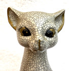 Vtg  Crackle Cat  Kitten Sitting Pretty Porcelain Ceramic Figurine Animal Statue