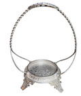 Antique James W  Tufts Silverplate Bride   s Basket Cranberry Opalescent Glass