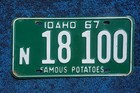 1967 Idaho License Plate   18 100