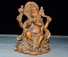 Vintage Boxwood Carving Ganesha Wooden Statue Figurine Sculpture Elephant Hindu