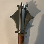 Vintage Fishing Spear Harpoon-style Spiked Metal Head Wood Shaft Leather Grip