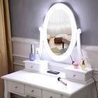 Vanity Table 10 Led Lights Mirror 5 Drawers Makeup Dressing Desk With Stool Set