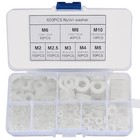 650 Pcs White Nylon Flat Washer Assortment Kit  Round Flat Nylon Washers