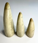 Midwest Of Cannon Falls Replica Sperm Whale Scrimshaw Set Of 3 Rare Collectible