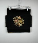 Vtg Needlepoint Floral Panel With Black Background               16 X 15   
