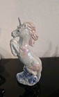 Lot Of 3 Vintage Ceramic Blue Gold Iridescent Opalescent Unicorn Figurines