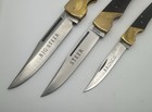 Lot Of 3 Vintage 1980s Valor Japan Wood Handle Lockback Folding Knives Big Steer