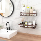 Moforoco Shower Caddy Shelf Organizer Rack  Self Adhesive Black Bathroom Shelves