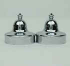 Nos Pair Of Vintage Fenton Art Glass Salt And Pepper Shaker Metal 2 Lids New X2