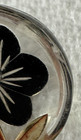 Antique Clear Lucite Button With Black Flower Metal Shank1  1 8 Inch