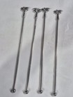Vintage Lot Of 4 Palm Tree Head Chrome Plated Metal Barware Swizel Stir Sticks