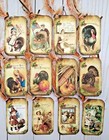 12 Vintage Style Thanksgiving handmade gift Tags scrapbooks crafts journals